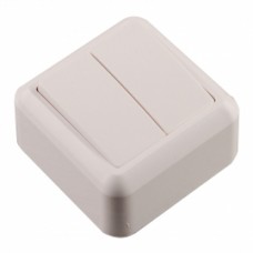 Выключатель для открытой установки двухклавишный 250В, IP20, 10А, А510-380, с монтаж.пластиной белый